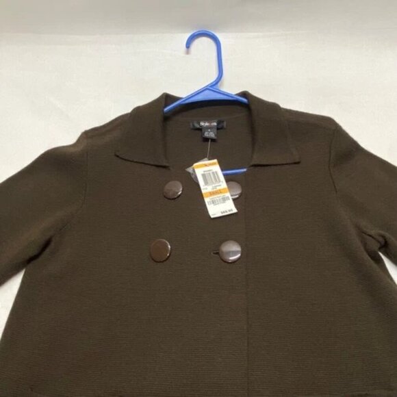 Style & Co Women's Double Breasted Cardigan Sweater Small Coffee Brown $69 NWT - Picture 7 of 7